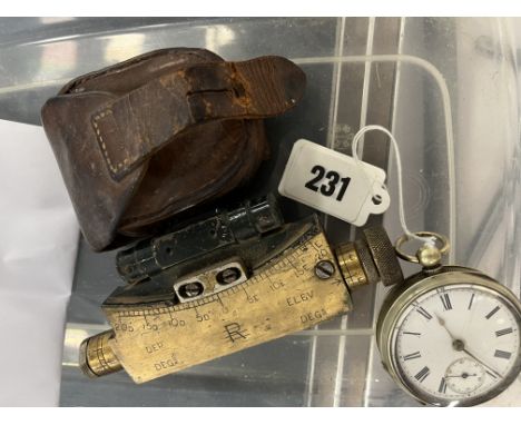 POCKET WATCH, MILITARY COMPASS SILVER PLATED POCKET WATCH, MILITARY COMPASS, CLINOMETER 1915