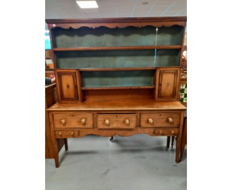 19 CENTURY MAHOGANY 5 DRAWER DRESSER WITH 3 SHELF BACK 17 X 72 X 78 HIGH