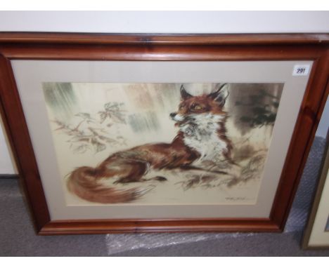RALPH THOMPSON PORTRAIT OF FOX PRINT 22 X 29