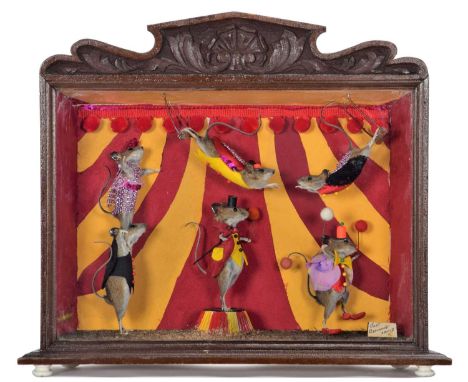 Taxidermy: Anthropomorphic Circus Mice Diorama, Titled - "Just Clowing Around", modern, by A.J. Armitstead, Taxidermist &amp;