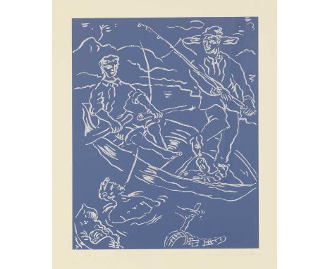 *Adrian Wiszniewski (b.1958) 'Fisher-men' screenprint in colours, signed, inscribed as titled and numbered 17/20 in pencil sh