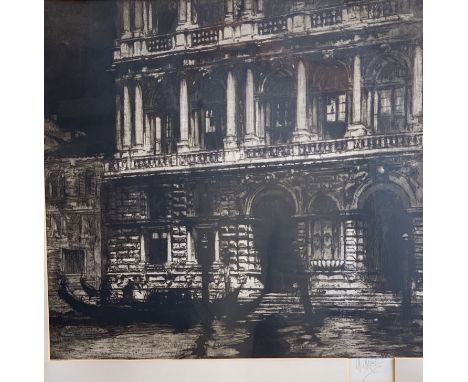 William WALCOT (1874-1943) Palazzo Pesaro, 1913 Etching and aquatint Signed (Dimensions: 45 x 47cm)(45 x 47cm)