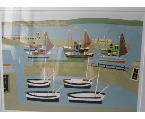 Bryan PEARCE (1929-2006)  Newlyn Harbour Screenprint in colour Signed and dated 2000 and numbered 68/75 Provenance: With Arch