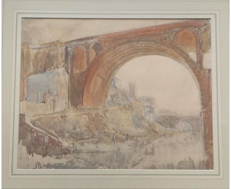 Sir Frank BRANGWYN (1867-1956) The Bridge at Albi Lithograph and watercolour (Dimensions: 34 x 42cm)(34 x 42cm)