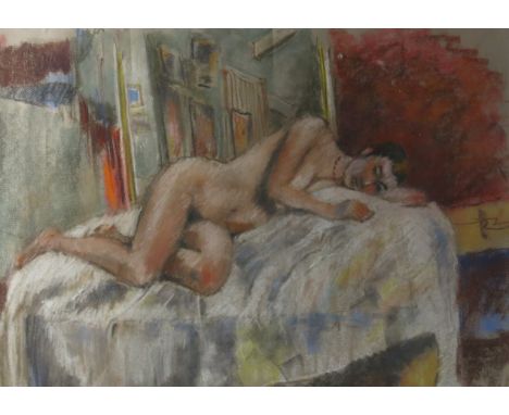 Ken SYMONDS (1927-2010) Reclining Nude Pastel on paper (Dimensions: 49 x 69cm)(49 x  69cm)