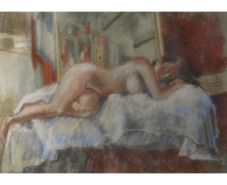 Ken SYMONDS (1927-2010)  Sleeping Nude Pastel on paper (Dimensions: 49.5 x 69.5cm)(49.5 x 69.5cm)