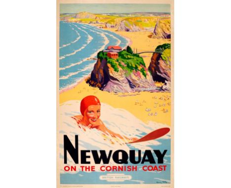 Harry RILEY (1895 - 1966) Newquay on the Cornish Coast, British Railways (1948) Coloured lithograph, published by The Railway