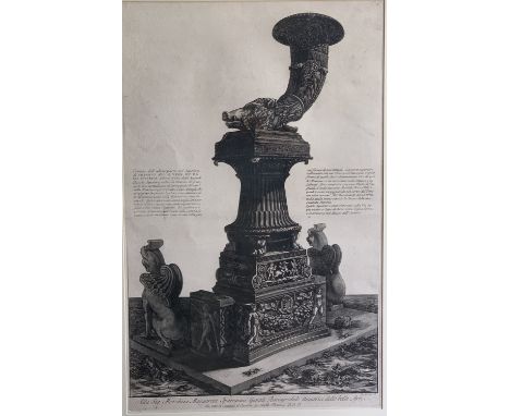 Giovanni Battista PIRANESI (1720-1778) Funerary Monument of Augustus Urbanus with a boar's head Etching (Dimensions: 68 x 42c