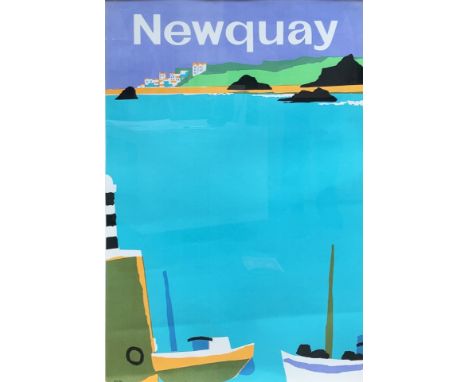 British, 20th Century Newquay Coloured lithograph, GEN 883 (Dimensions: 76 x 49cm)(76 x 49cm)Condition report: (framed)