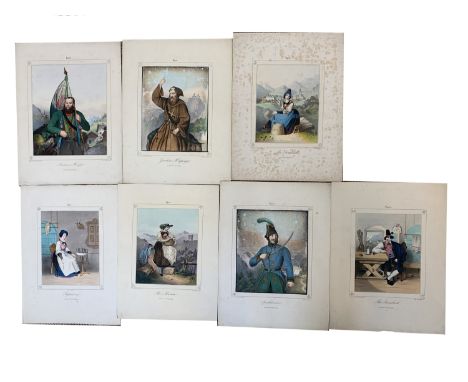 August BRY  A Set of Seven Tyrolean Prints Coloured lithograph Published by F, Unterberger, Innsbruck (Dimensions: Each 35 x 
