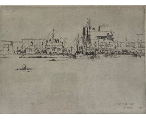 Sir Frank SHORT (1857-1945) Entrance of the Meuse (after Turner) and A Slant of Light in Polperro Two mezzotints in brown ink