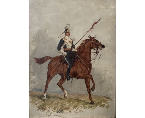 Henry Frederick LUCAS-LUCAS (1848-1943)  Sketch of a 17th Lancer Oil on canvas Signed and dated 1897 (Dimensions: 47 x 34.5cm