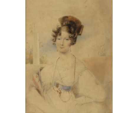 English School, circa 1830  Portrait of Nettie Cokes (nee Mackay) together with another portrait of Pencil and watercolour on