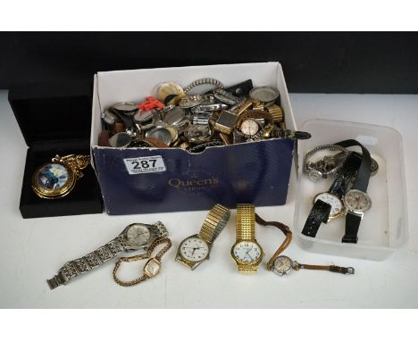 A small collection of vintage wristwatches and watch parts. 