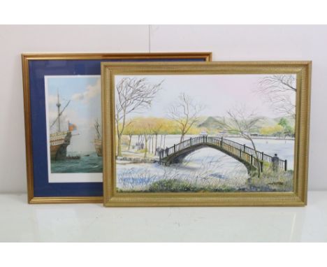 Geoff Hunt, Signed Limited Edition Print ‘The Mary Rose: Henry VIII’s flagship 1545 ‘ no.24/750, 46cm x 60cm, framed and glaz