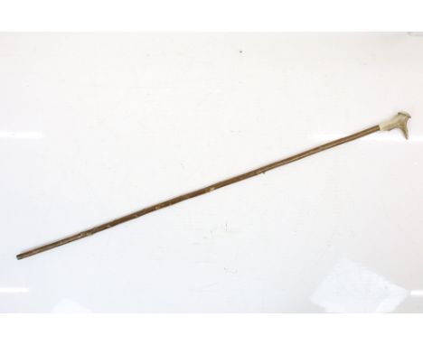 Mid 20th century Whistle walking stick, the antler handle with brass end cap. 