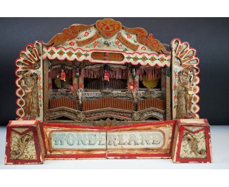 Handmade travelling fairground organ show model, with illuminating lights. 