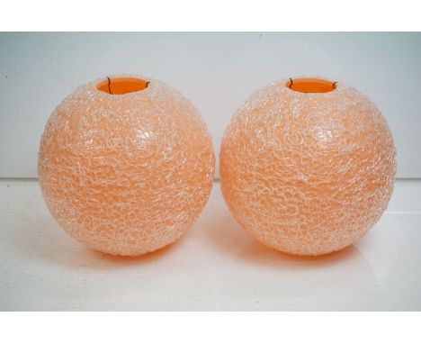 A pair of retro peach sugar style lamp shades 
