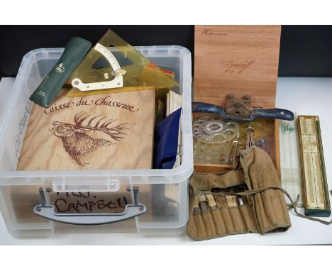 A large collection of mixed draughtsman's equipment together with a small quantity of tools. 