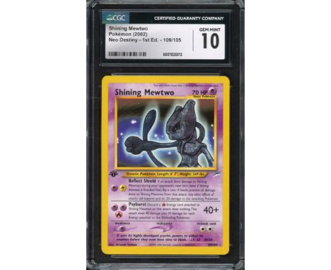 Big, strong, and shiny! Shining Mewtwo is a legendary example of a beautiful 1st Edition card.&nbsp;This card has been authen