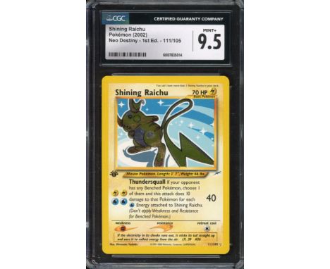 This stunning blue background makes Raichu's Shining 1st Edition artwork pop!&nbsp;This card has been authenticated and grade