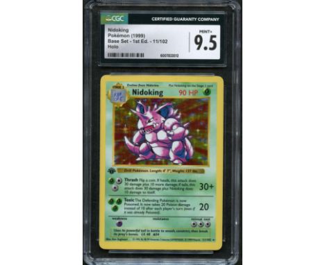 The King of the Shadowless 1st Edition Base Set, Nidoking takes a stand!This card has been authenticated and graded by CGC an
