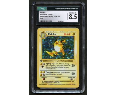 It's Raichu's turn in the spotlight, this Shadowless 1st Edition holo glistens in it's Starlight Holofoil pattern!This card h