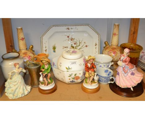 Ceramics - a Crown Devon Fieldings bottle vase ; a Wedgewood Rosemeade pattern ginger jar and cover; a Leonardo figure Victor