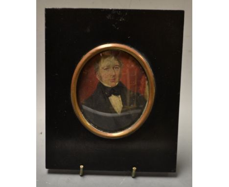 English School (19th century), a portrait miniature, of a gentleman, watercolour on ivory