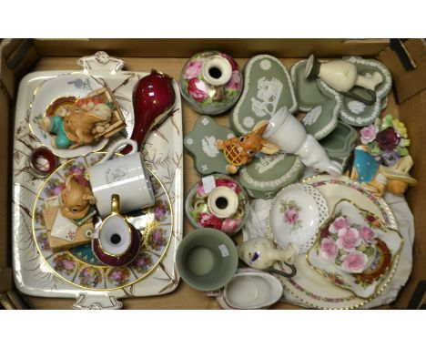 Ceramics - Wedgewood green Jasperware; Limoges trinkets; Pendelfin rabbits; a Victorian Aesthetic movement tray; others