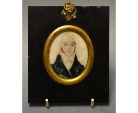 English School (19th century), a portrait miniature, of a gentleman, watercolour on ivory