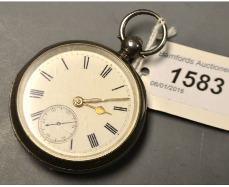 A Victorian silver open face pocket watch, Kleiser and sons, York, white enamel dial, Roman numerals, minute track, subsidiar