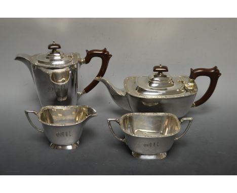 An EPNS four piece tea service, dated 1954