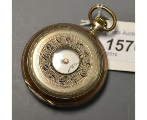 A Diogene continental 800 silver and gilt metal half hunter pocket watch, white enamel dial, Arabic numerals, subsidiary seco