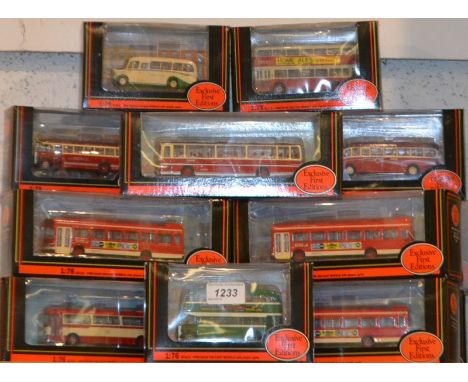 Exclusive First Editions 1:76 Bedford SB Duple Vega Barton Transport bus 18706, others Leyland Atlantean Trent 16515, Bristol