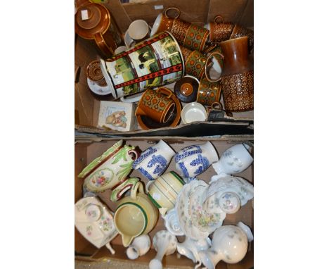 Ceramics - a Hornsea Bronte part coffee service;  a celtic pottery part tea service, Minton banded jugs, queens ware, etc (2 
