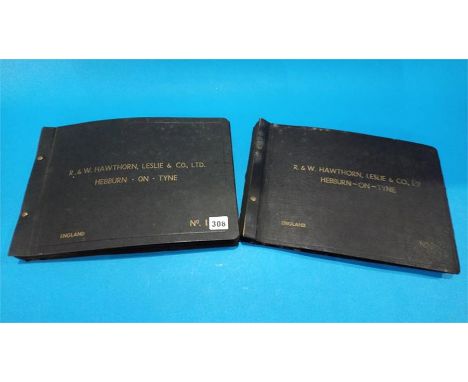Two volumes, R. & W. Hawthorn Leslie and Co. Limited, scrap books, including Royal visits, various sea trials etc. 