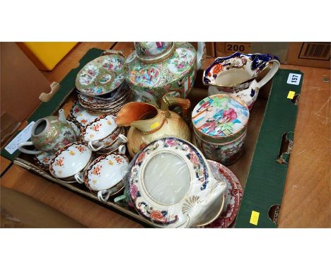 Tray of Oriental china, Royal Worcester jug etc.