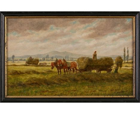 Gemälde Karl Luckhardt1886 Frankfurt - 1970 Frankfurt "Heuernte im Vortaunus" u. re. sign. K. Luckhardt Öl/Platte, 25 x 39,7 