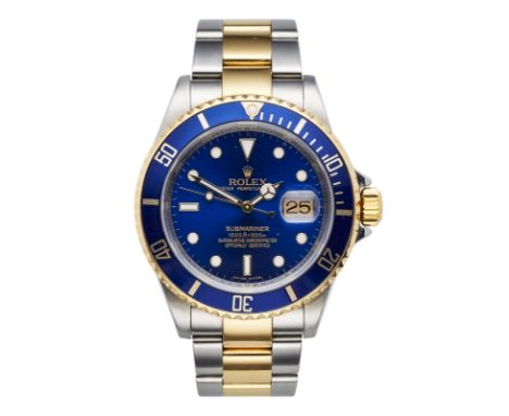 Herrenarmbanduhr/Chronometer Rolex"Oyster Perpetual Date Submariner", Schweiz 2007. Stahl/18 kt GG, poliert u. satiniert. Aut