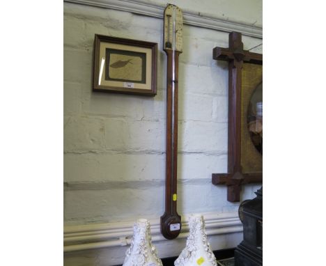 A 19th century rosewood stick barometer, the ivory scale with thermometer and inscribed W. Issachar 7, Colonnade, Cheltenham,