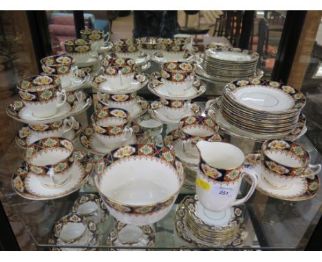 A Gladstone china, part tea service with underglaze blue floral border (40 pieces)