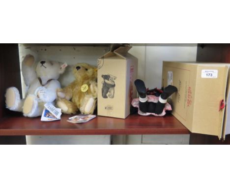 A Steiff 150 anniversary teddy bear no. 670183, a Steiff 1903 classic bear no. 000171 and a Steiff Golly girl doll no. 00937,