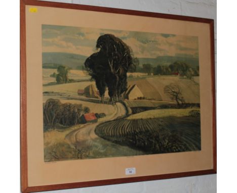 After Rowland Hilder 'An English Landscape' Lithographic print - The Ward Gallery 42cm x 60cm
