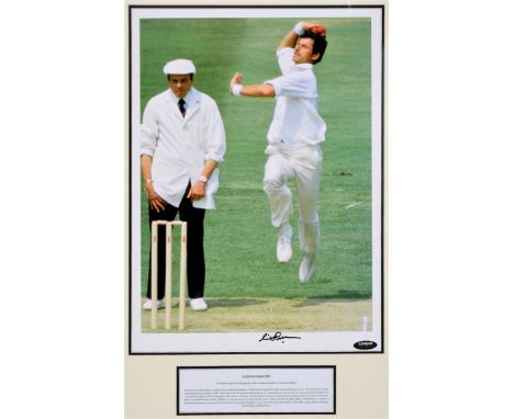 CRICKET - AUTOGRAPH, SIR RICHARD HADLEE, M.B.E. (B.1951)  A colour portrait photograph, showing the subject with umpire 'Dick