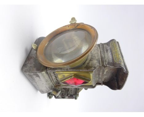 Late Victorian H. Miller &amp; Co.'Lito Bell Rock' oil fired bicycle lamp with nickel plated brass case
