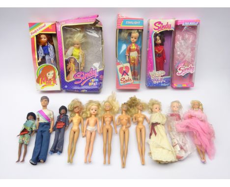 Sindy - three Pedigree dolls entitled Starlight, Disco Magic and Marie and Hasbro City Girl, all boxed, ten further unboxed S