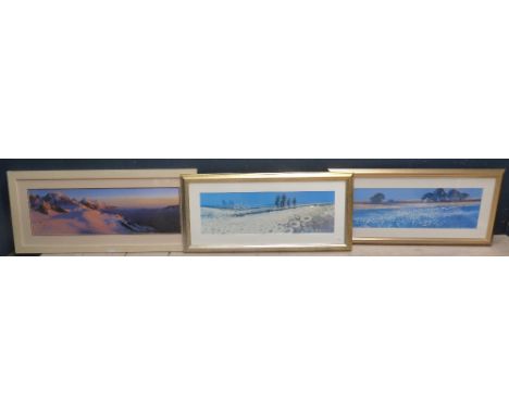 Pair of Tuscan landscape prints, F/G & print of Alpine scene (scratches/marks)
