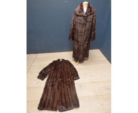 2 ladies vintage dark brown three quarter length fur coats