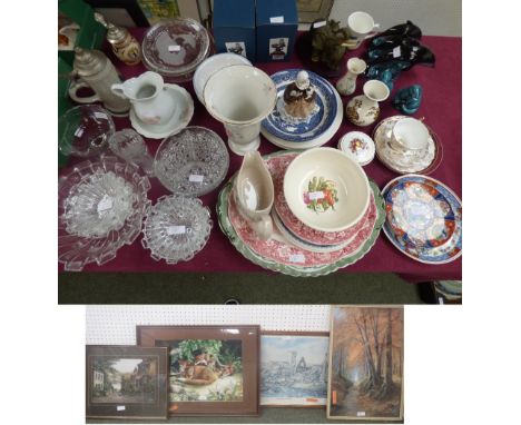 3 'Poole Pottery' dolphins & 2 otters; qty of various china & glass incl. 'Poole Pottery', 'Royal Winton' etc. (figures have 